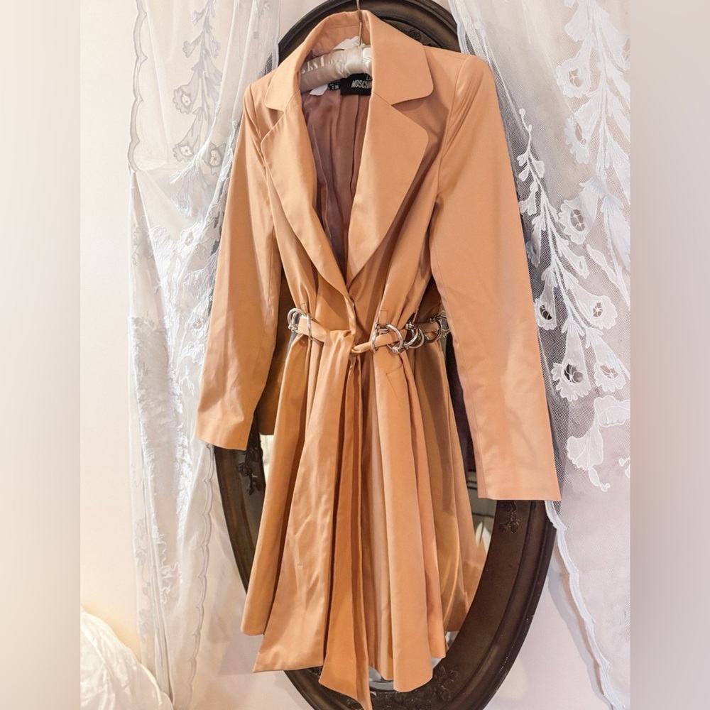 Vintage Rare Love Moschino Peach Chain Link Fit and Flare Trench